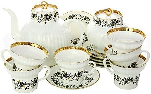 Imperial Porcelain Bone China Wave Tea Set 20pc Tiny Branches