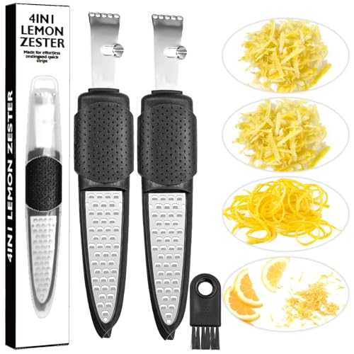 ELNLE Zesteur Agrumes Professionnel Eplucheur de Zeste de Citron en Acier Inoxydable Zesteur Râpe pour Cuisine, Bar, Citron
