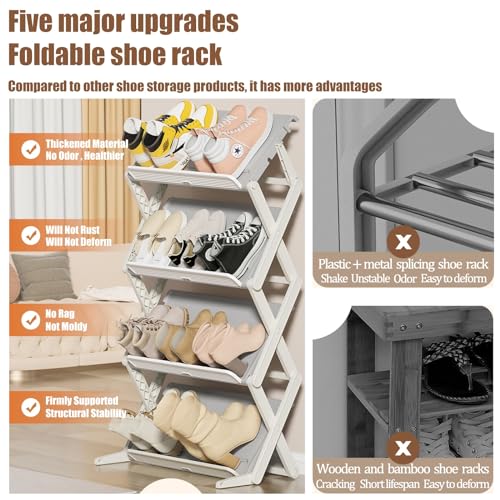 Zapatero plegable simple para organizar calzado deportivo y botines en pasillos estrechos 7