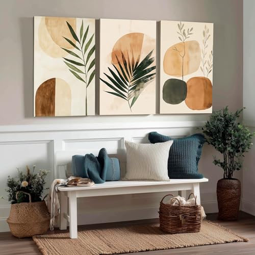 Kit 3 Quadros Decorativos Canvas, Abstrato, 40x50cm, Arte Para Quarto, Sala, Corredor