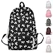 Backpack for Young Women & Teens, Cute School Bag with Bow & Heart Print, Large Capacity Kawaii Rucksack for University, College & Work, Fits 10" Laptop
