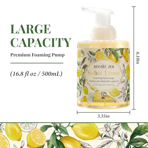 Image of ROMIIE ZOI Foaming Hand Soap, Sicilian Lemon, 500ml / 16.8fl.oz | With Gift Box, Gentle cleansing, nourishes skin without drying
