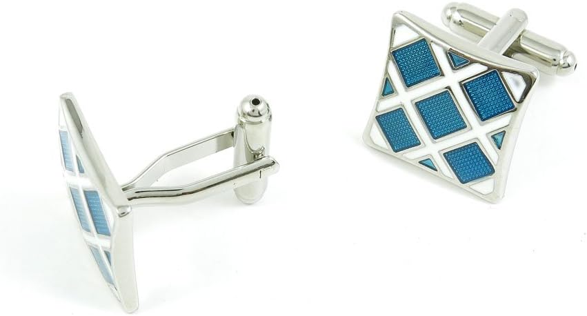 Cufflinks Cuff Links Fashion Mens Boys Jewelry Wedding Party Favors Gift GLQ022 Blue Grid Square