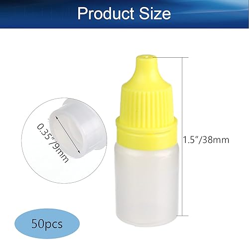 Miniatura 4 de Bettomshin 50 botellas de reactivo de boca ancha, 1.89 x 0.75 x 0.35 pulgadas (HxODxID), botella de sellado líquido de plástico PE de 0.2 fl oz,