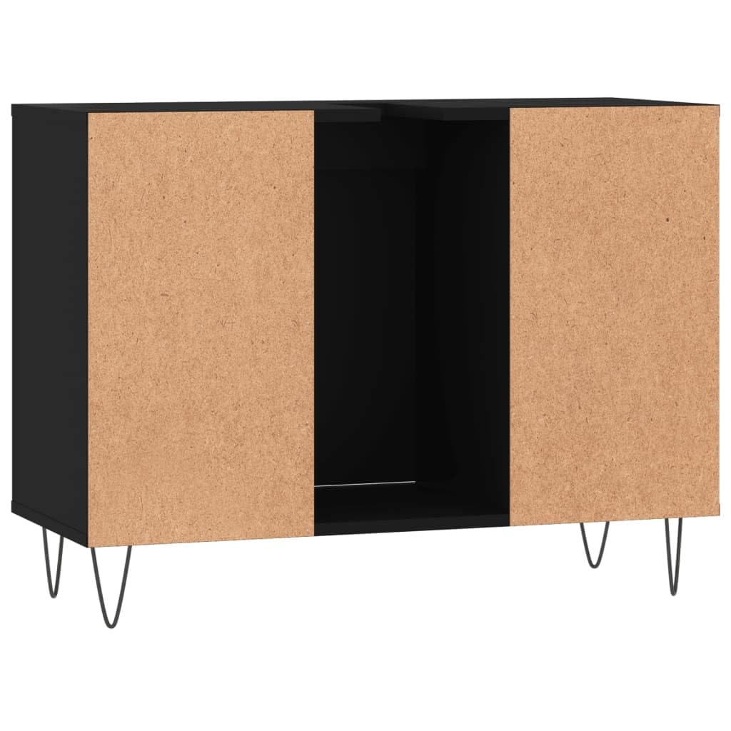 Homgoday Meuble de salle de bain en bois d'ingénierie noir 80 x 33 x 60 cm, armoire de salle de bain, buffet, coiffeuse, toilettes, espace de rangement pour douche, organisateur à la maison, type 4