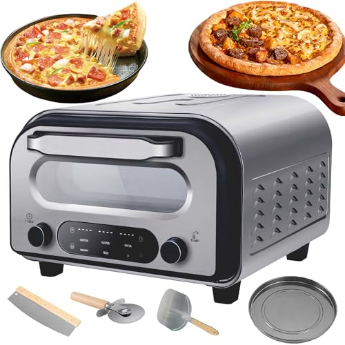 YXYLJOZ Horno de Pizza de Interior con Pantalla táctil Inteligente, Horno eléctrico para Pizza con Piedra para Pizza y cortadores, 6 preajustes de Pizza, Horno para Pizza para el hogar y RV