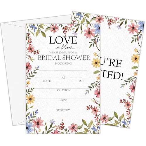 GOLRMC Love in Bloom Bridal Shower Invitations, Spring...