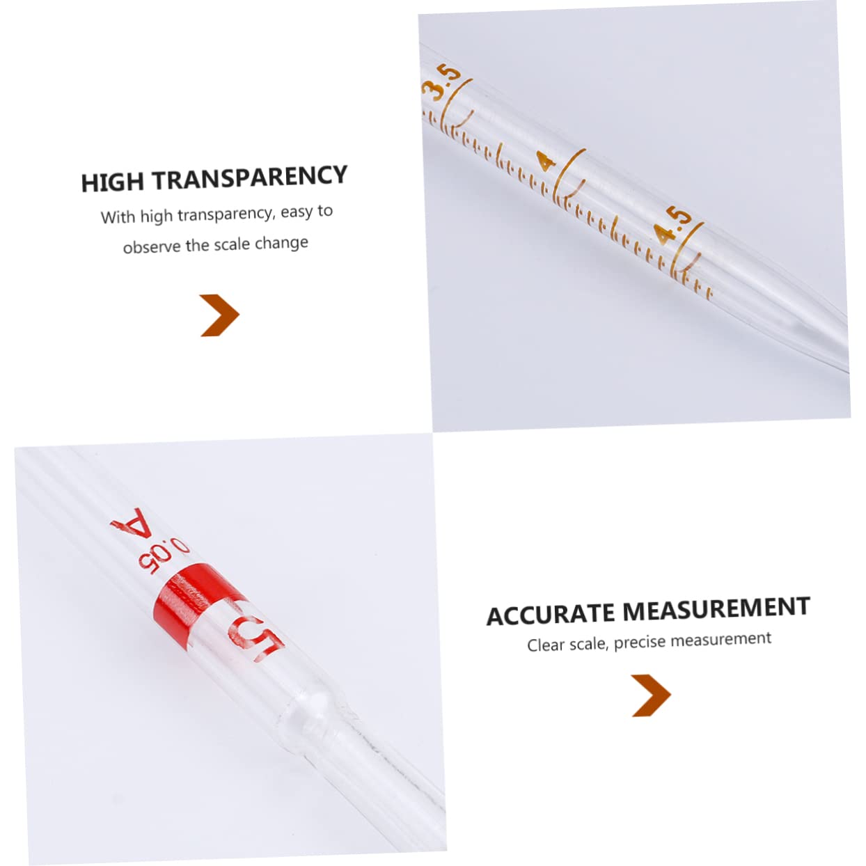 4Pcs Measuring Glass Pipette Ring Pipette for Laboratory Fluid Transfer | Laboratory Experiment Use, Safe Fine Workmanship, Precise Measuring Scale, Practical 4 Piece Set