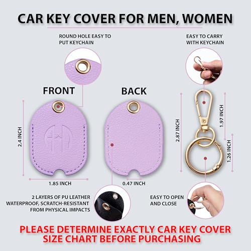 Image of Leather Keys Sleeve for Broken Car Key Loop Replacement - Cute Keychain Cover - Protector, Holder for Men & Women