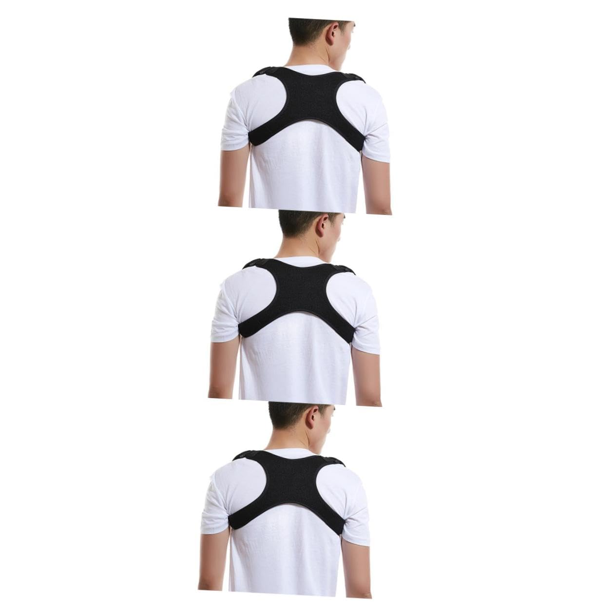3 Pezzi Cintura Di Raddrizzamento Della Gobba Tracolla Posteriore Cintura Di Postura Seduta Correttore Posturale Invisibile Per La Schiena Black