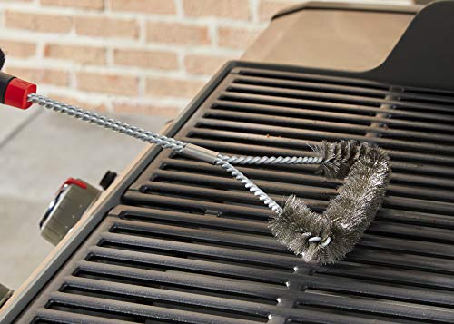 Foto von Weber Grillbürste - Dreiseitig, lang, 46cm lang, Allrounder, mit rutschfesten Komfortgriff, langlebigen & rostfreien Edelstahlborsten, für alle Grillarten geeignet - Schwarz (6278)