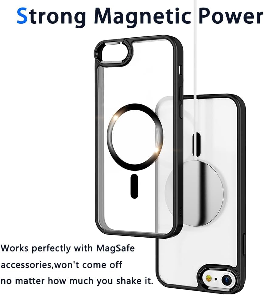 Image of NISHTECH for iPhone XR Case: Clear Magnetic Slim Fit Case Compatible with Magsafe Rugged Protective Transparent Cover (Black Magnetic)