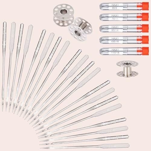50 agulhas de máquina de costura, agulha universal para máquina de costura, tamanhos HAX1 65/9, 75/11, 90/14, 100/16, 110/18