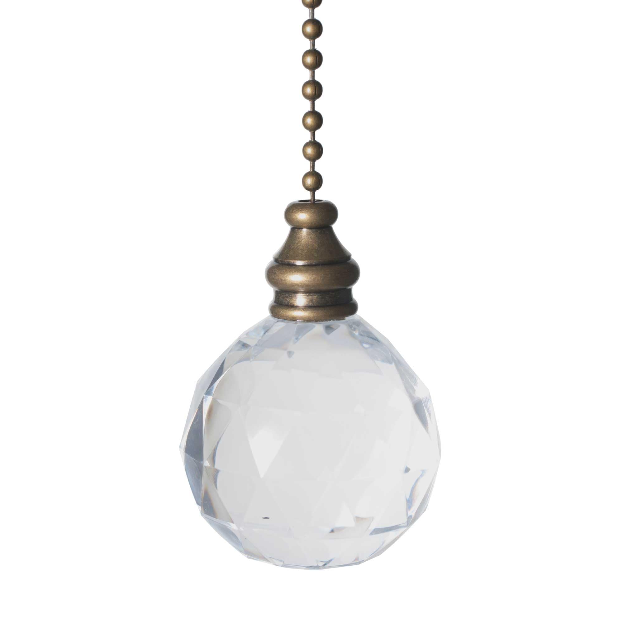 Elektek Crystal Ball Bathroom Light Pull Chain – Antique Brass And Clear Acrylic & Antique Brass Chain A20 …