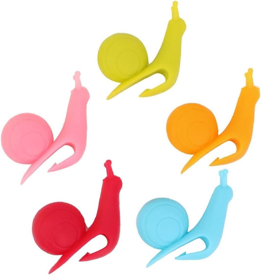 Rosojodg 5Pcs/Set Cute Snail Shape Tea Bag Clip Cup Cup Tea Strainer Clips Party Decor Random Colour Silicone Tea Bag Holder Cute Design Tea Bag Coasters Tea Accessories