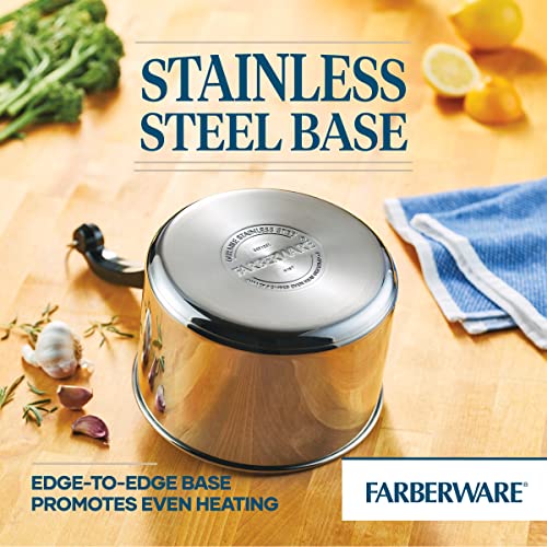 Image of Farberware Classic Series Stainless Steel Sauce Pan with Lid, 3-Quart, Stainless Steel Pans, Induction Cookware
