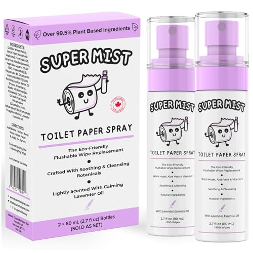 Toilet Paper Spray, Wet Wipe Alternative, Lavender, 2-Pack