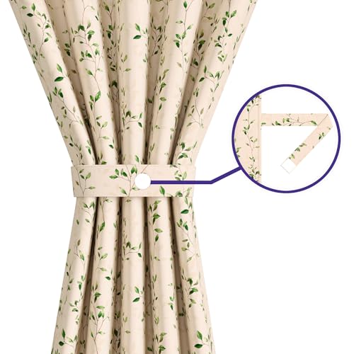 Image of Wakefit Printed Blackout Window Curtains 5 Feet | Set of 2 | Upto 99% Room Darkening | Double Layered Fabric | Thermal Insulated & Noise Reducing Curtains for Living Room| Leafline Beige