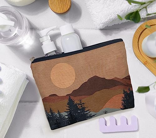 IWXYI Boho Mountain Sun forest Cosmetic Bag,Neutral Boho Mid-Century Sun Women's Makeup Make Up Bag Zipper Pouch Travel Toiletry Gifts For Women Teenage Girls Boho Lover2