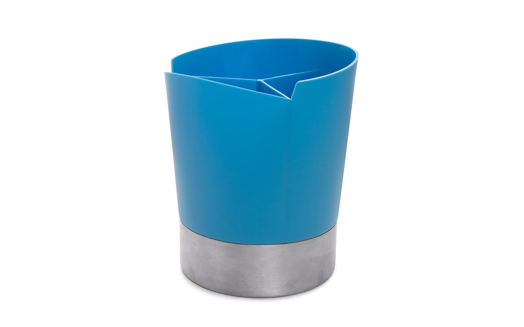 PROFESSIONAL EMPIRE EEX Desk Organizer with Compartments, Blue and Silver, Cylindrical Utensil Holder with Metal Base 1