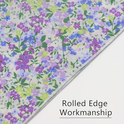 Image of Floral Pocket Squares for Men with Holder Printed Flower Mens Handkerchief Cotton Suit Pocket Hanky for Wedding