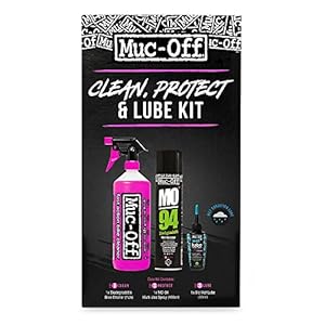 Muc-Off Kit de Limpieza de Bicicleta, ProtecciÃ³n y LubricaciÃ³n – Para Limpiar, Proteger y Lubricar tu Bicicleta – Incluye Limpiador de Muc-Off, MO-94 y Lubricante de Cadena BÃ­o