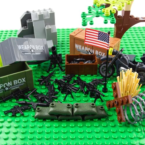 HIMIRICH Military Weapons Pack 24 Pcs U.S. Accessories Kits Toys, Army Equipment Gear WW2 Guns for Boys 6+, Compatible with Mini Figure of Major Brand - Thumbnail 7