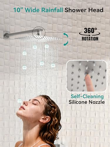 Sistema de Ducha Lefton con Display en Fahrenheit (Sin batería), Cabezal de Ducha Superior de 10” con Ducha de Mano Todo en Uno y Grifo para Bañera, Sistema de Control 4 en 1, SSWM2502 (Níquel Cepillado) miniatura 3