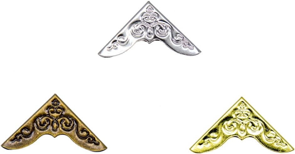 Tutuxio 100pcs Metal Book Corners, Iron Corner Triangle Decorative Trim Metal Decorative Edge Cover for Crafting Scrapbook Photo Album Book Binding