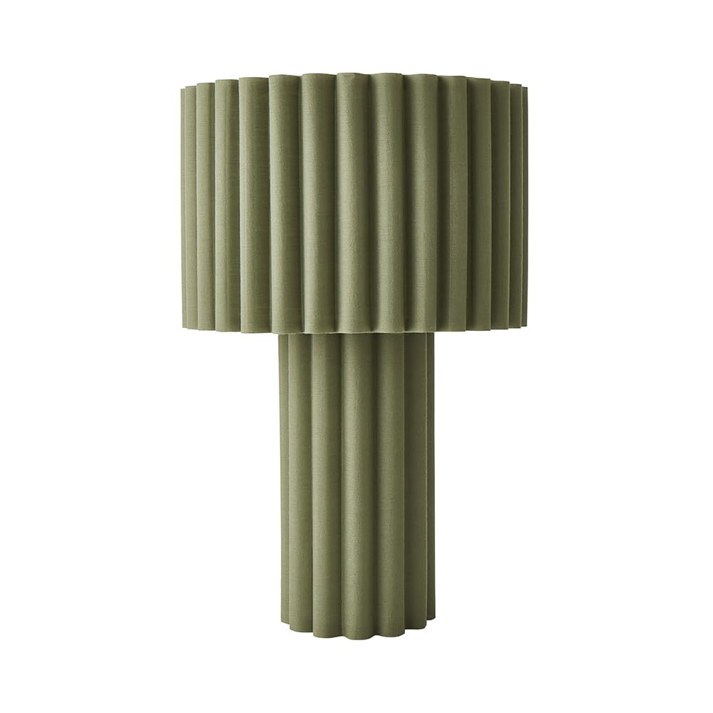 Valuelights Lenny Moss Green Drum Lamp Shade Ribbed Full Fabric Table Lamp With Led Bulb from B&Q