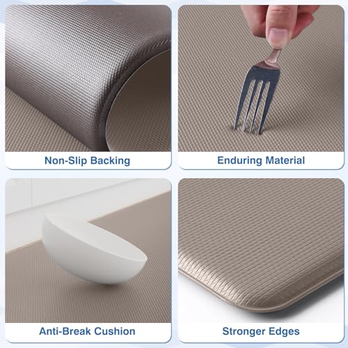 image for StepRite Kitchen Mats, 2PCS Kitchen Rugs, Cushioned Anti Fatigue Kitch