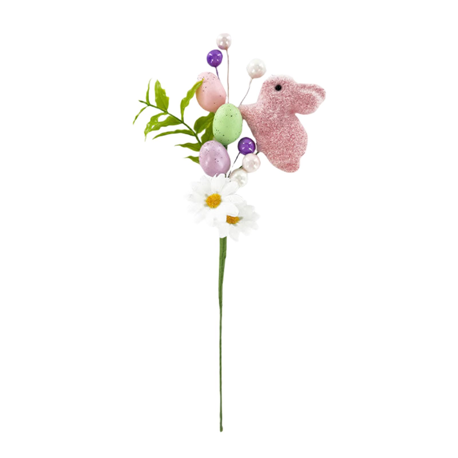 Kalttoy Portable Fabric Foam Easter Rabbits Eggs Stick Ornament for Home Party Decoration Easter Party Supplies