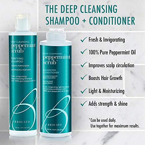 Brocato Peppermint Scrub Purifying Shampoo, Deep Cleansing, 10 Oz. | Fresh, Invigorating, & Lightweight With Pure Peppermint Oil | Ideal For Oily To Normal Hair Types | Sulfate & Paraben Free #TOP6