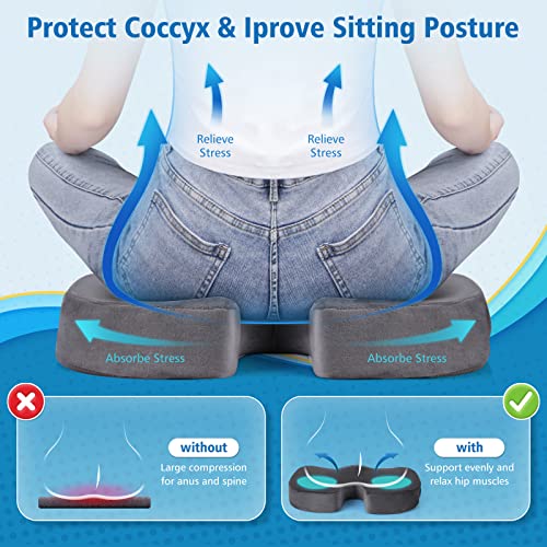 Image of CloudBliss Gel Seat Cushion - Cooling Gel Enhanced, Memory Foam, Ergonomic Seat Cushion for Long Sitting for Office, Game, Car, Airplane (Large, Grey)