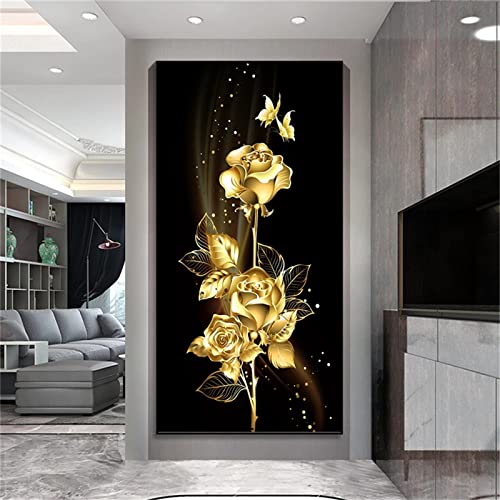 Broderie diamant 5D rose dorée grand format 60x180cm pour décoration salon