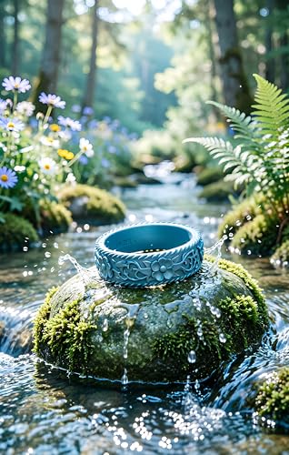 Image of Silicone Wedding Rings for Women 1 /4 /7 Packs -Stackable Silicone Rubber Wedding Bands - Innovative Flower & Vine Collection
