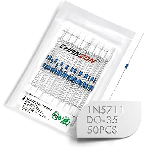 Chanzon 1N5711 Schottky-Barriere-Gleichrichterdioden 15 mA 70 V DO-35 Axial 5711 IN5711 15 mA 70 Volt Kleinsignal-Schaltdiode Cover