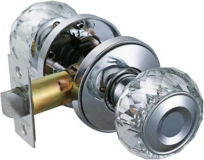 Glass Door Knob for Passage Room and Hall/Closet Room,Crystal Door Knob Handle with Chrome Finish,ZSCY-HDC32CP-PS-1P