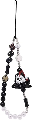 Miniatura 7 de Cordón de teléfono con abalorios y dije de 6 piezas para la muñeca, con diseño de frutas, estrellas, perlas o arco iris para mujeres y niñas.