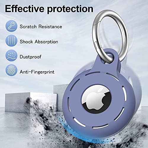 Migeec Sound Hole Silicone Protective Cover for Apple AirTag, With a Beautiful Lanyard and Metal Buckles(Black+Blue)