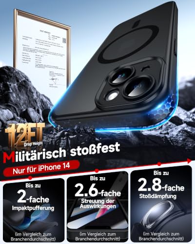 LeYi Handyhülle für iPhone 14 Hülle für Magsafe mit 2X Panzerglas-Schwarz – Ansicht 6