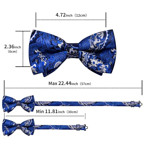 Image of DiBanGu Pre-Tied Bow Ties for Men Silk Adjustable Tuxedo Bowties Pocket Square Cufflinks Set with Lapel Pin Jacquard Woven