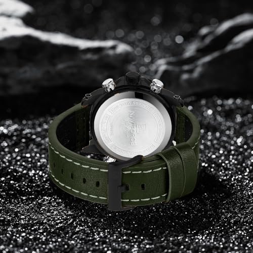 Image of NAVIFORCE NF9236 Japanese Movement Military Style Leather Strap Analog-Digital Watch
