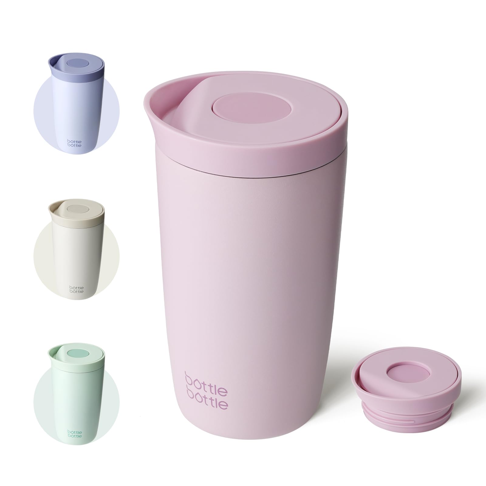 Insulated Travel Mug 350ml Stainless Steel Office Coffee Cup with Push Button Lid Keeps Cold and Hot for 8 Hours (Pink)