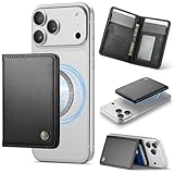 Defencase for Magsafe Wallet Magnetic Card Holder RFID Blocking, PU Leather Minimalist Phone Wallet for MagSafe Phones and Cases for iPhone 17/16/ 15/14/ 13/12/ Pro/Max/Plus/Air, Black