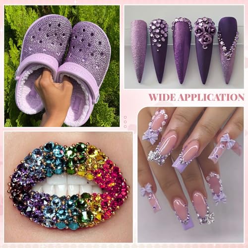 Image of 2000PCS SS20 /5mm Crystal Glass Rhinestones for Bedazzling (Violet) | Flatback Rhinestones for Crafting DIY Nail Art Makeup Decoration, Gems Diomand Charms for Tumbler Shoes Clothing Mug