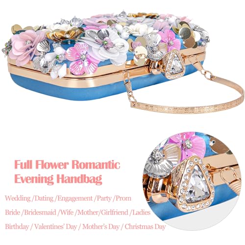 Image of BBTT.ful Women Clutches Flower Evening Handbag Chain Strap Shoulder Bag handbag Wedding bag purse