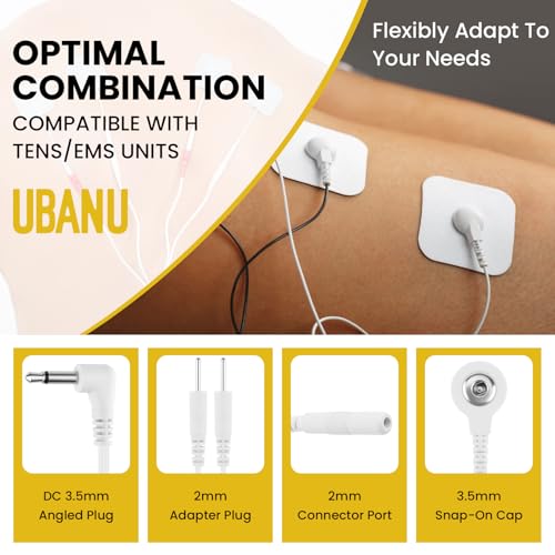 Image of 6 Pcs TENS Wires Pin Electrode DC 3.5mm Plug Cables | Electrode Lead Wire Adapters, Featuring Pin & Snap Connections for TENS, EMS, IF Units