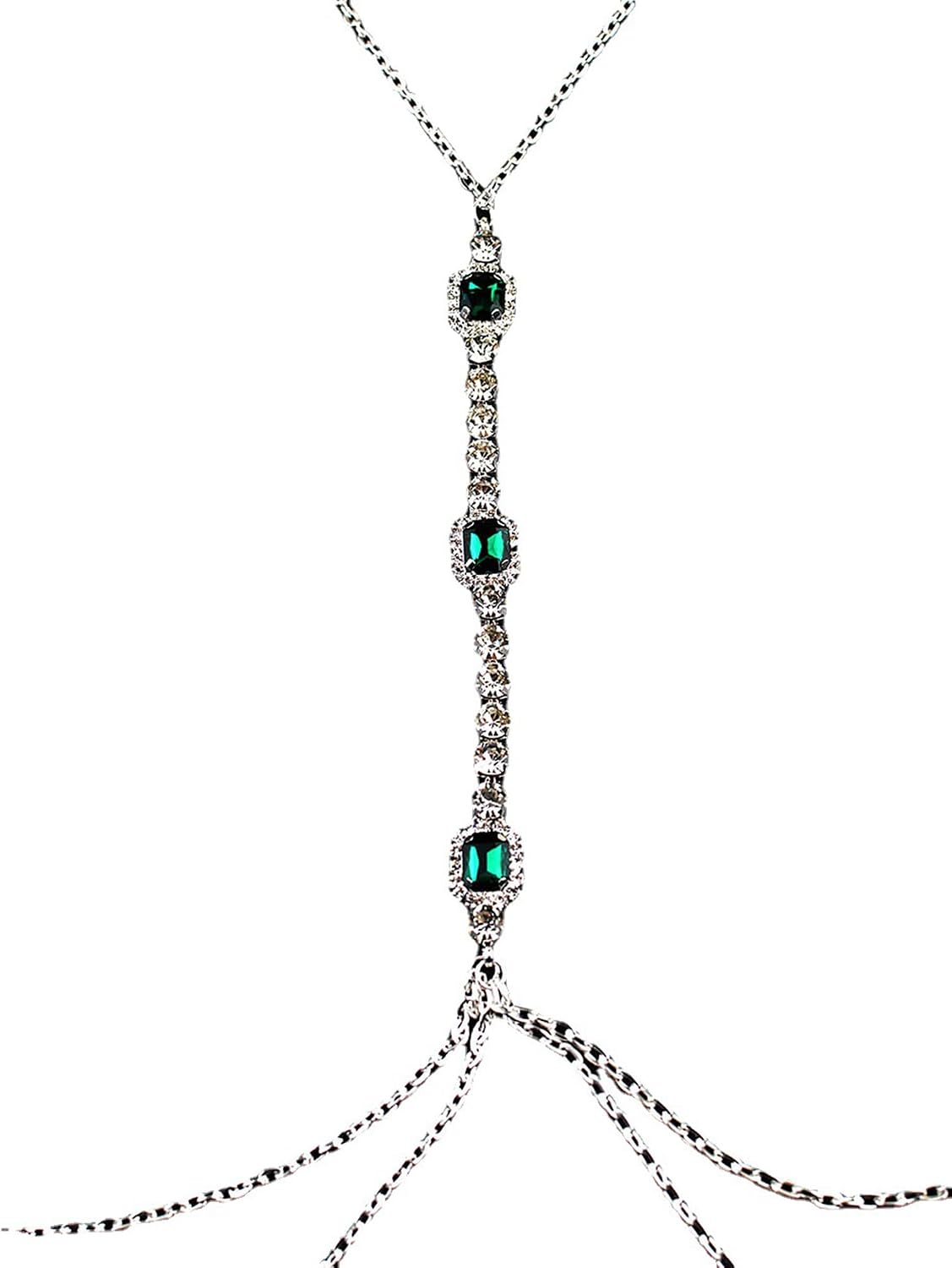Body Chain Green Gemstone Chest Chain Sexy Fashion Water Diamond Premium Body Chain for Women