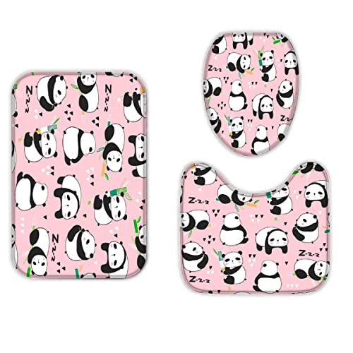 Badematten Set 3D 40x60 Panda Badezimmerteppich-Set absorbierend 3-teiliges maschinenwaschbare weich badteppich schnell… – Bild 6